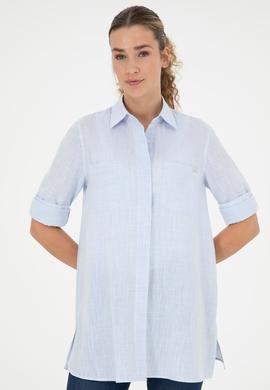 Kadın Açık Mavi Uzun Kollu Gömlek - 50289198011