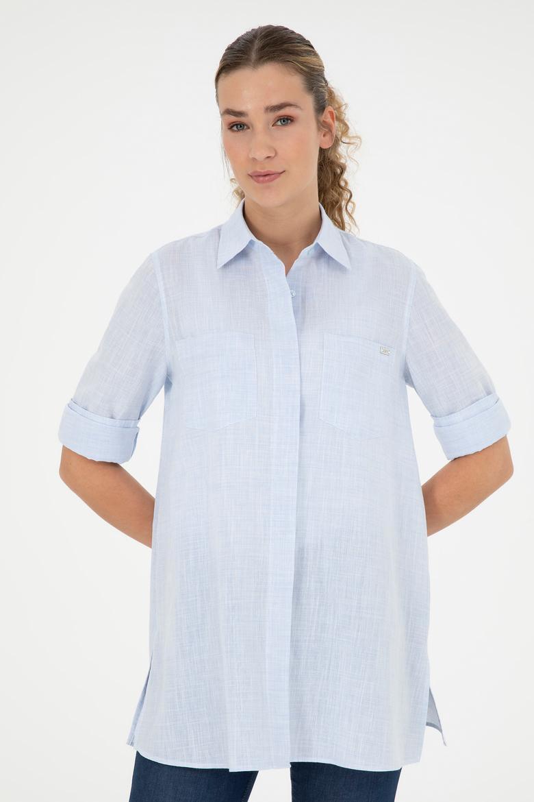 Kadın Açık Mavi Uzun Kollu Gömlek - 50289198011