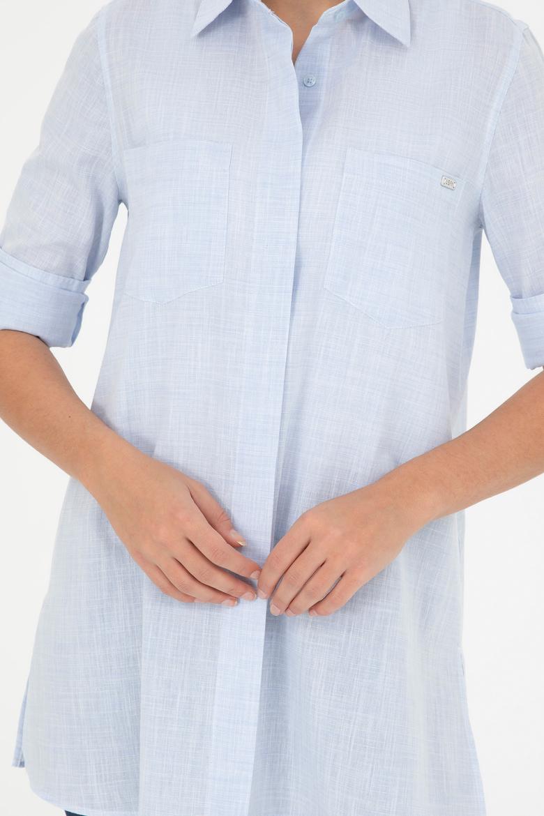 Kadın Açık Mavi Uzun Kollu Gömlek - 50289198011