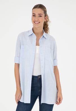 Kadın Açık Mavi Uzun Kollu Gömlek - 50289198011