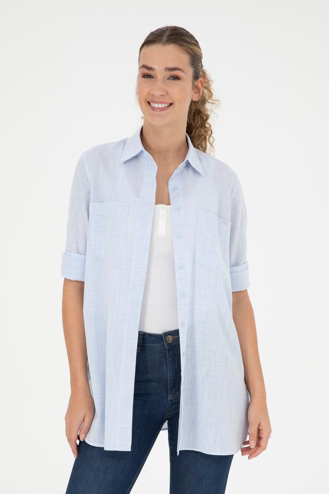 Kadın Açık Mavi Uzun Kollu Gömlek
