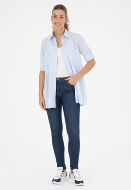 Kadın Açık Mavi Uzun Kollu Gömlek - 50289198011