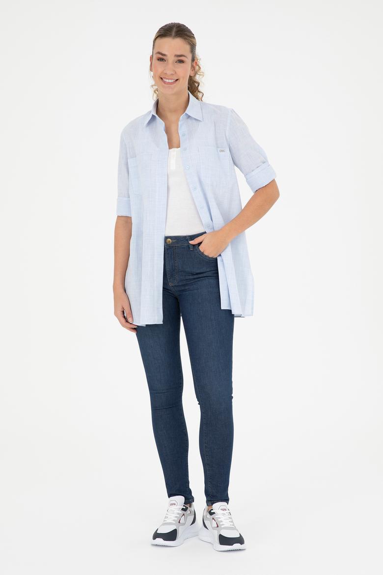 Kadın Açık Mavi Uzun Kollu Gömlek - 50289198011