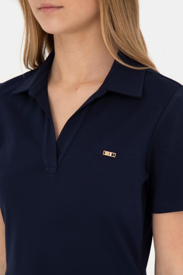 Kadın Lacivert Polo Yaka Örme Elbise - 50285872013