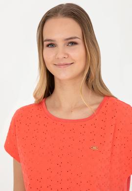 Kadın Nar Çiçeği Bisiklet Yaka Tişört - 50281803011