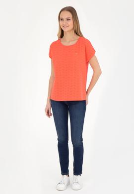 Kadın Nar Çiçeği Bisiklet Yaka Tişört - 50281803011