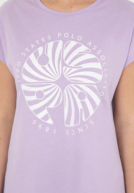 Kadın Lila Bisiklet Yaka Tişört - 50282896006