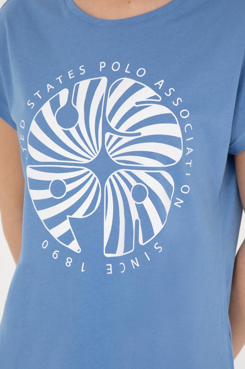 Kadın Koyu Mavi Bisiklet Yaka Tişört