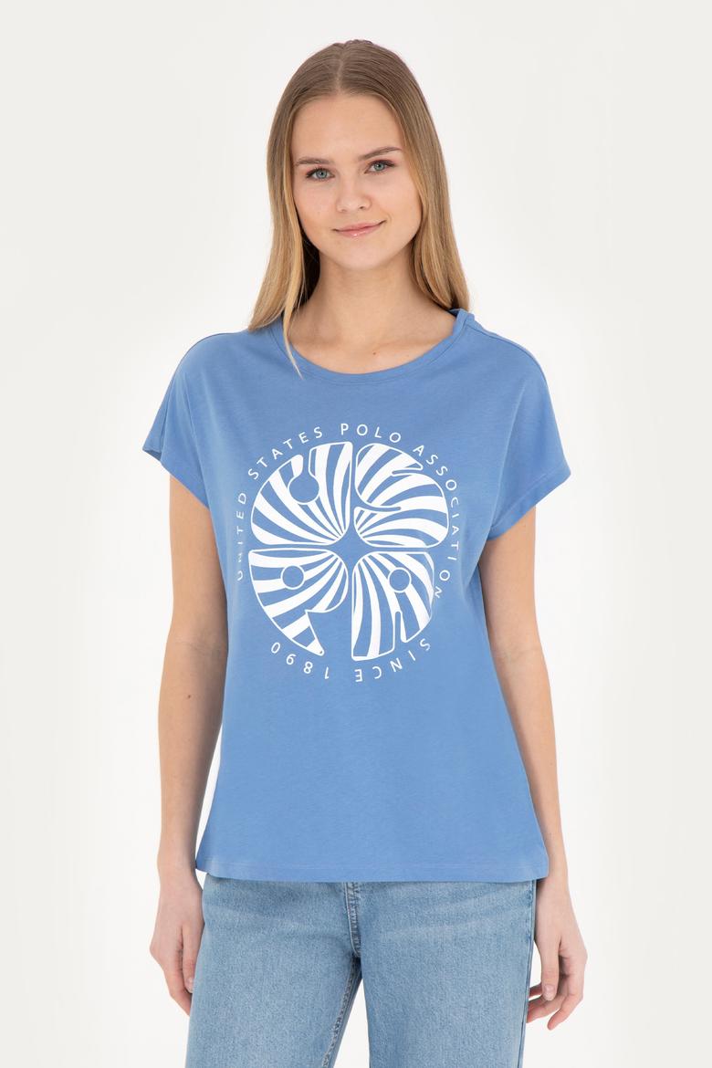 Kadın Koyu Mavi Bisiklet Yaka Tişört - 50282896014