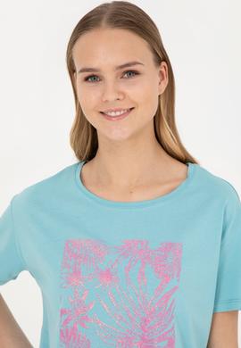 Kadın Mint Bisiklet Yaka Tişört - 50282901016