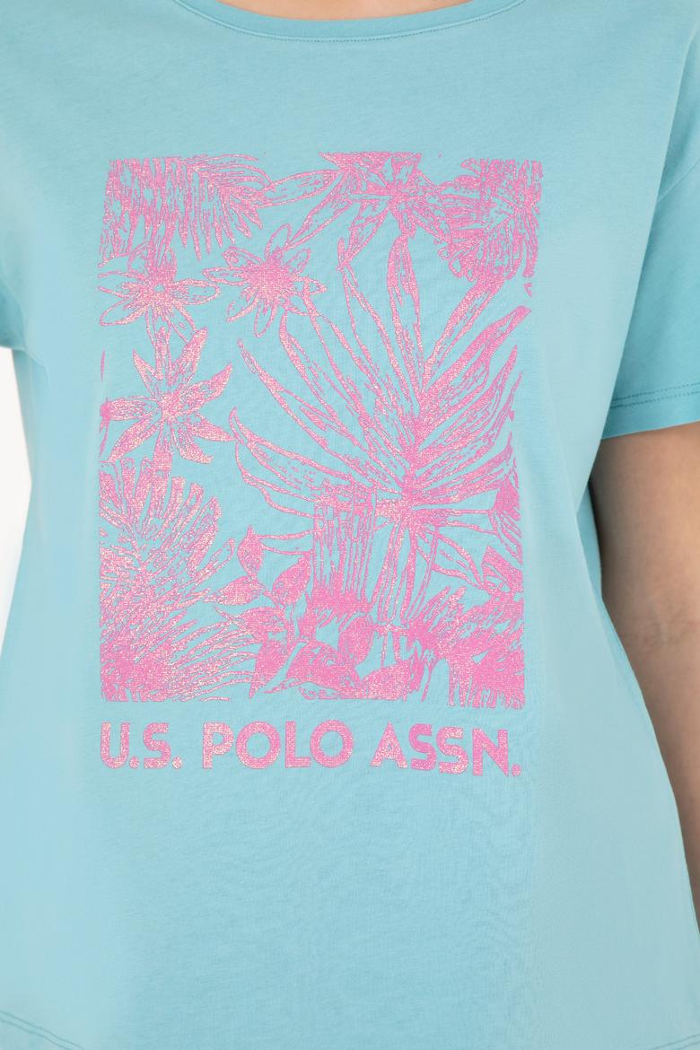 Kadın Mint Bisiklet Yaka Tişört - 50282901016