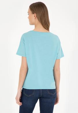 Kadın Mint Bisiklet Yaka Tişört - 50282901016