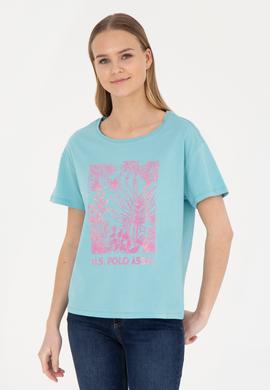 Kadın Mint Bisiklet Yaka Tişört - 50282901016