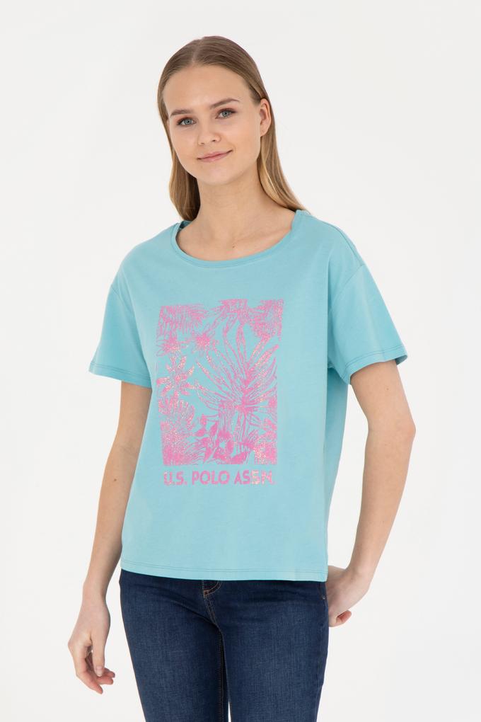 Kadın Mint Bisiklet Yaka Tişört