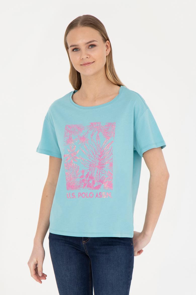 Kadın Mint Bisiklet Yaka Tişört