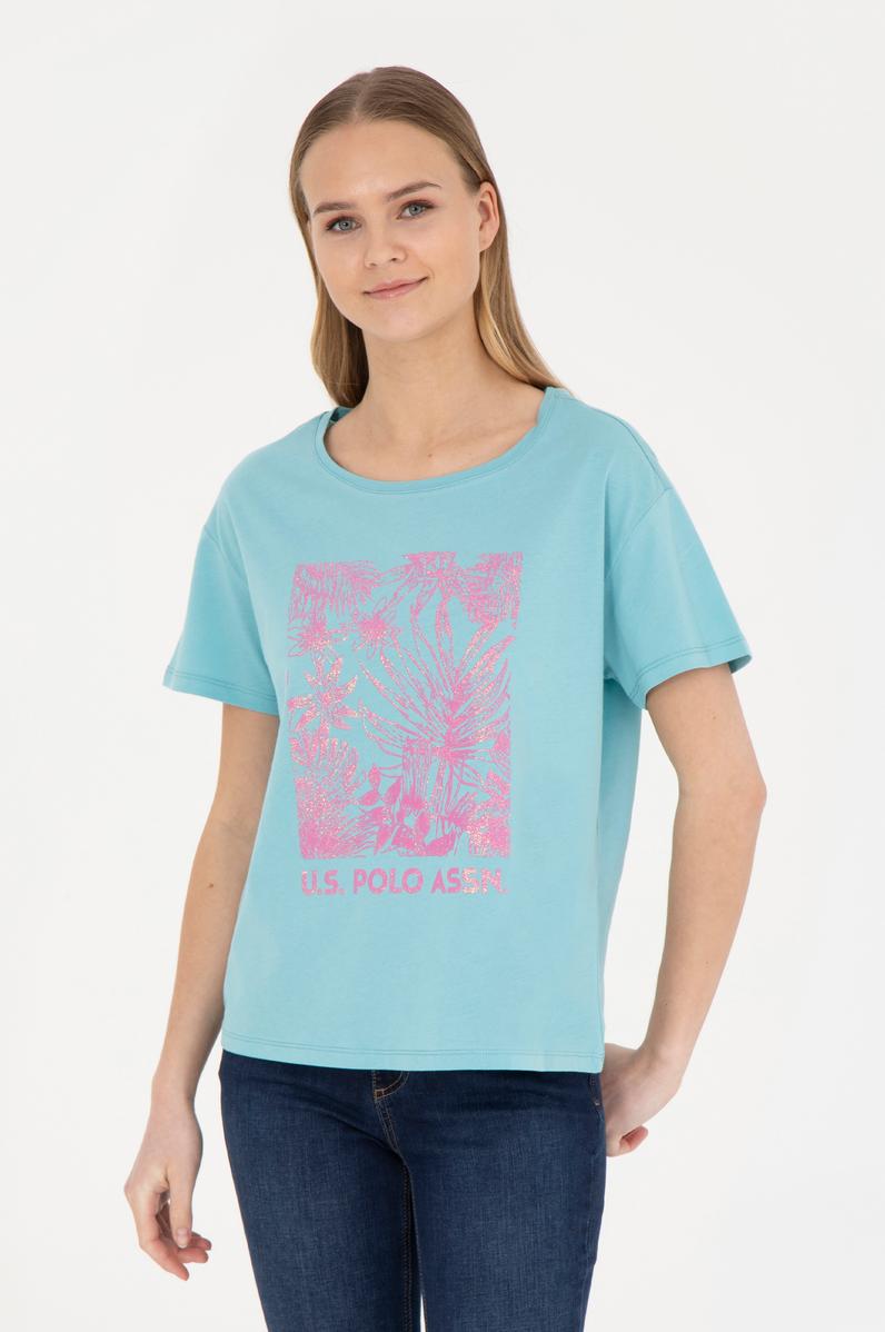 Kadın Mint Bisiklet Yaka Tişört