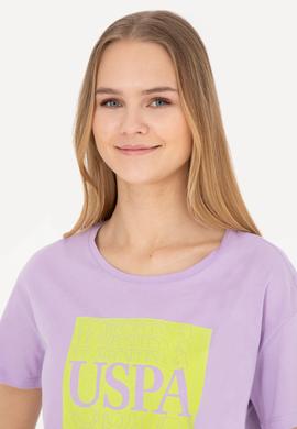 Kadın Lila Bisiklet Yaka Tişört - 50282904012