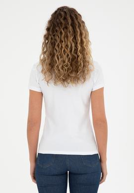 Kadın Beyaz Basic Polo Yaka Tişört - 50280060001