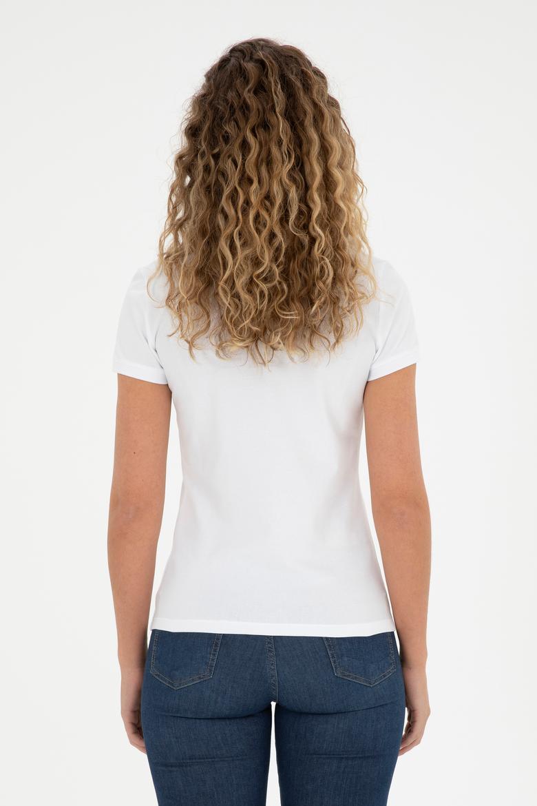 Kadın Beyaz Basic Polo Yaka Tişört - 50280060004