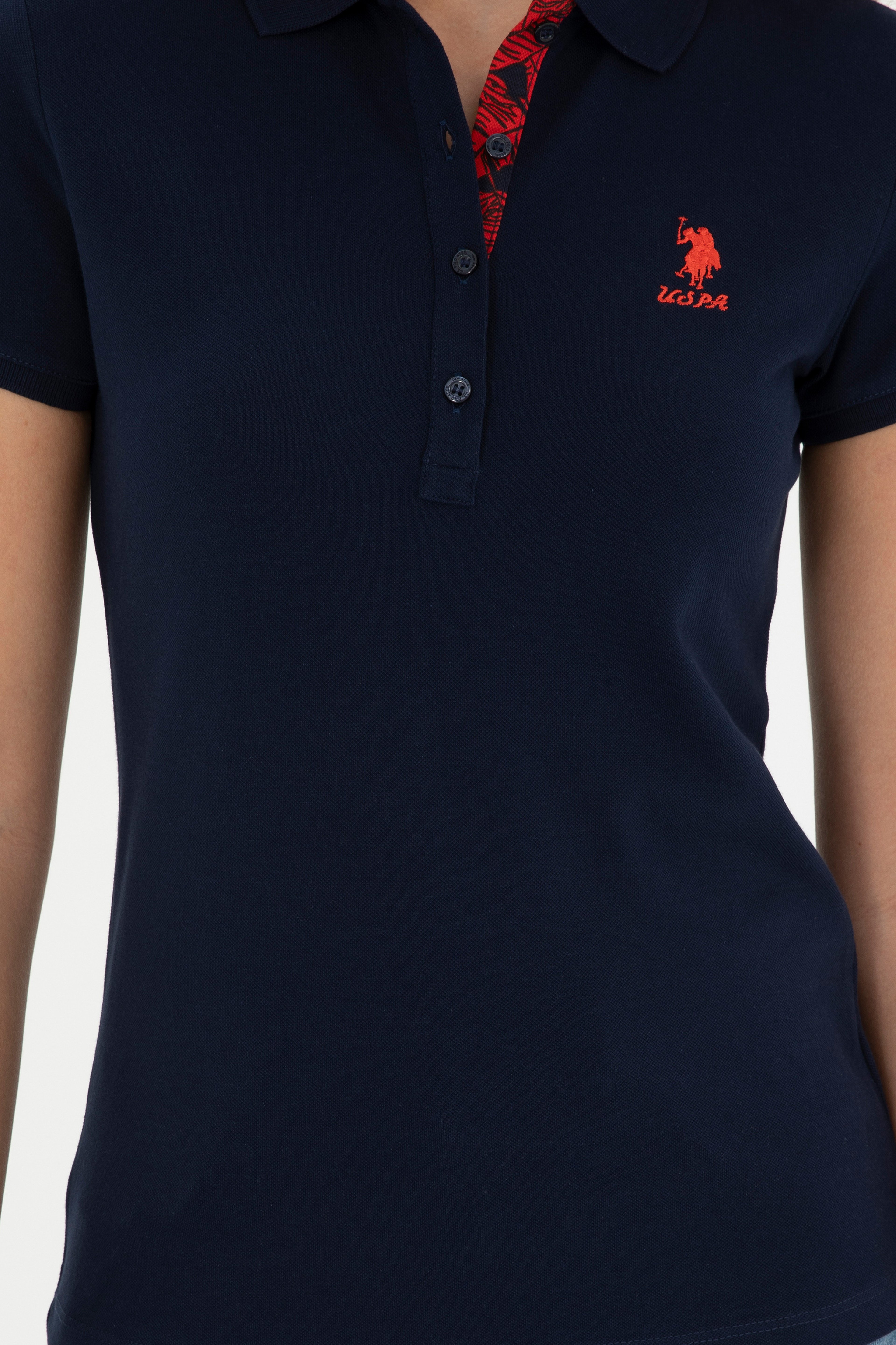 Kadın Lacivert Basic Polo Yaka Tişört - Image 6
