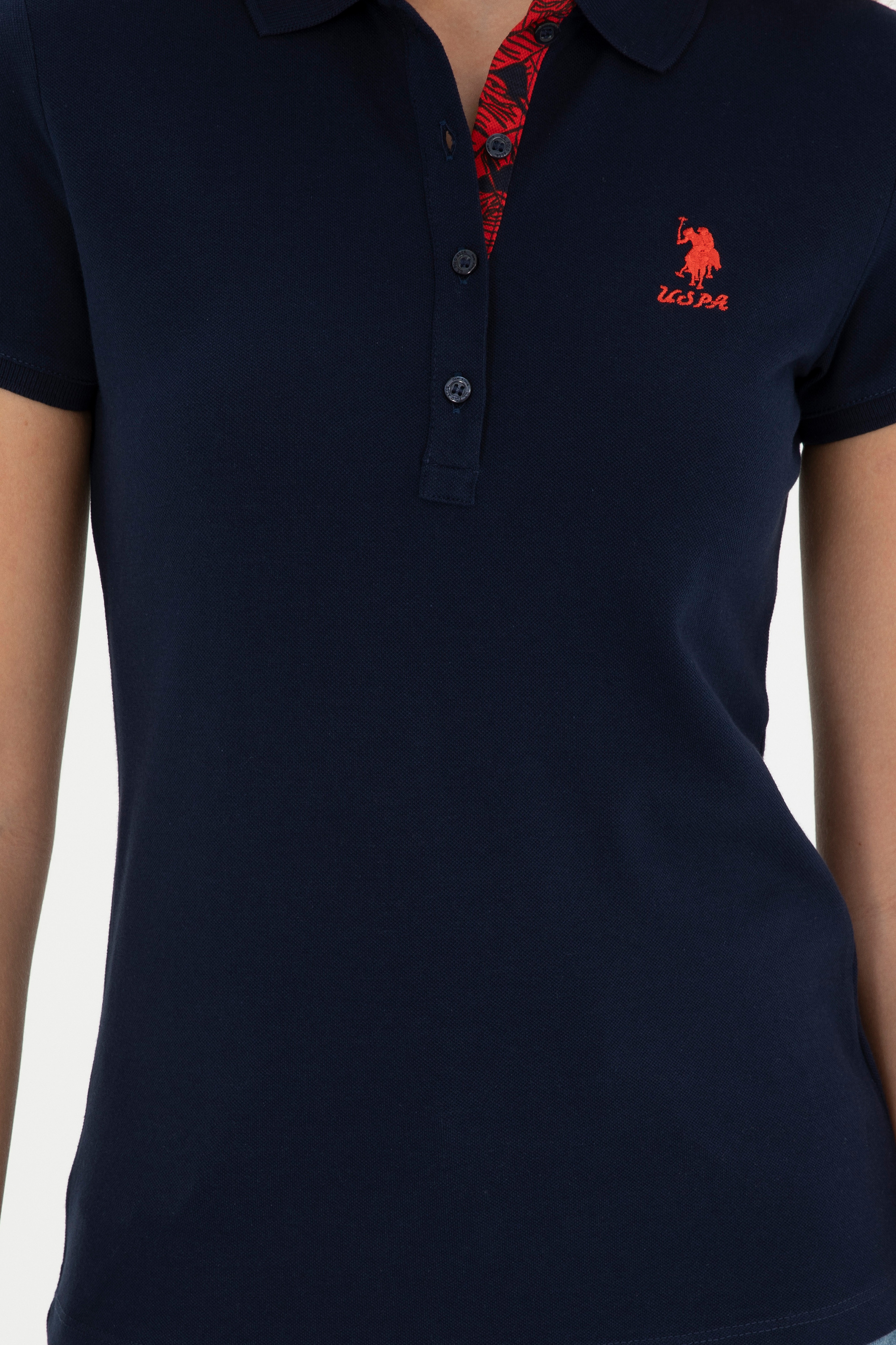 Kadın Lacivert Basic Polo Yaka Tişört
