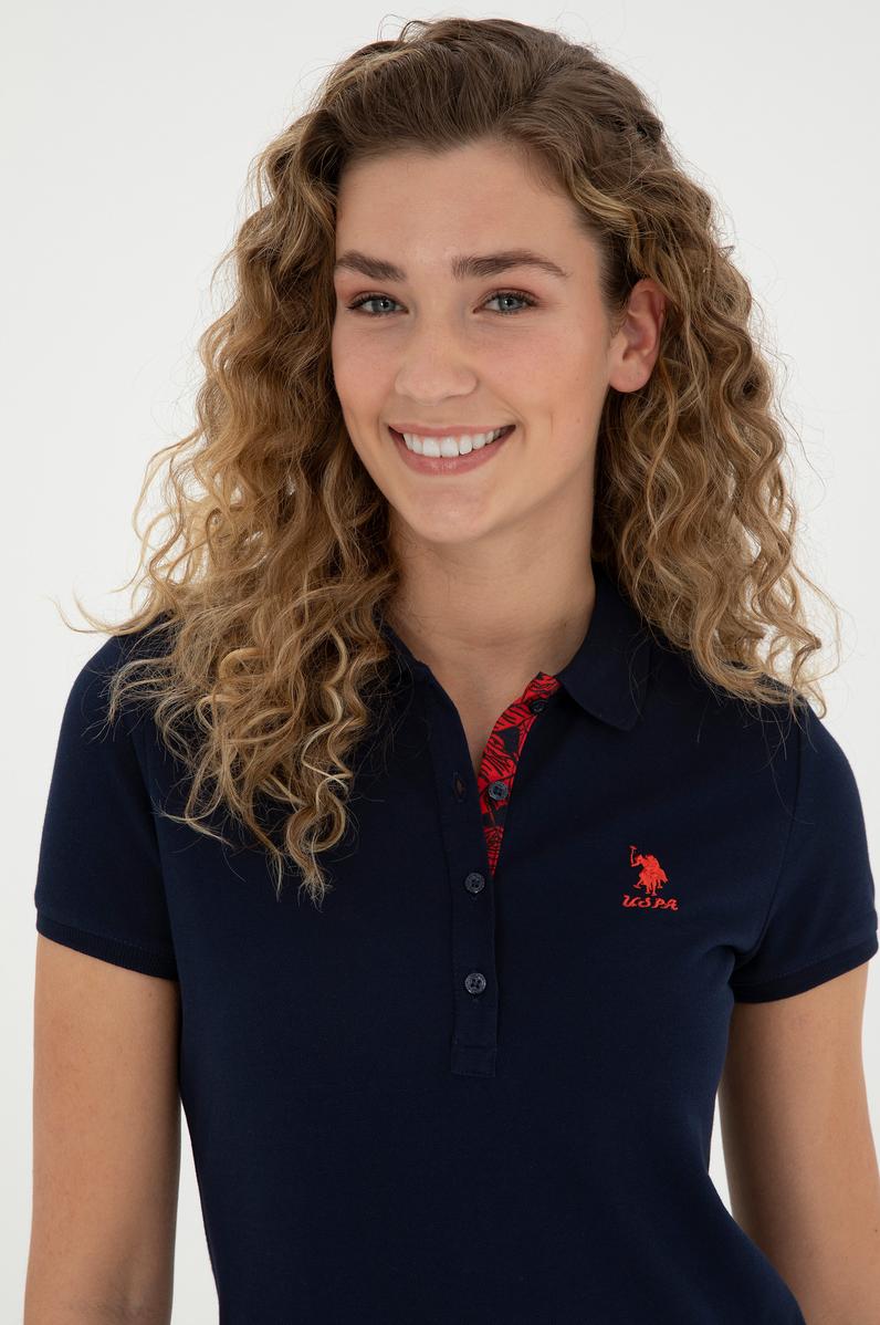 Kadın Lacivert Basic Polo Yaka Tişört