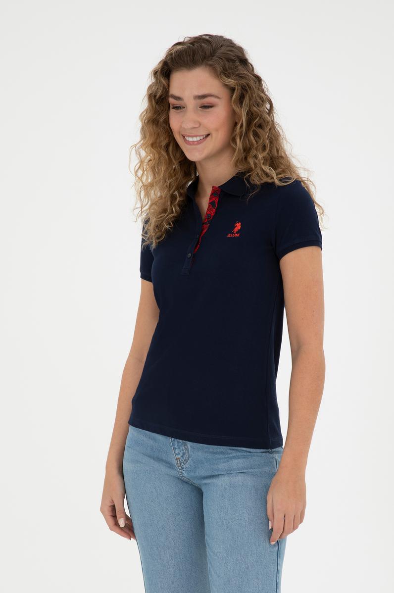 Kadın Lacivert Basic Polo Yaka Tişört