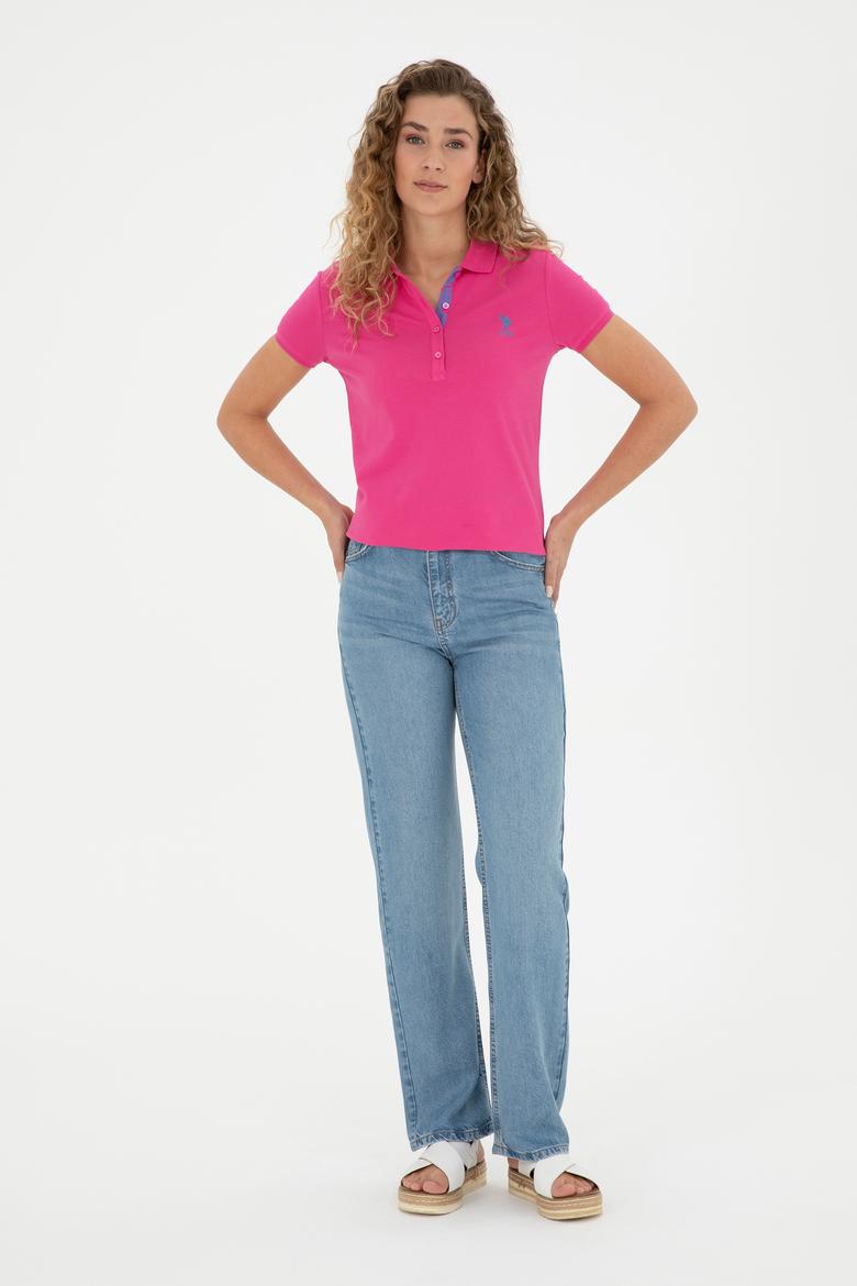Kadın Fuşya Basic Polo Yaka Tişört - 50280060108