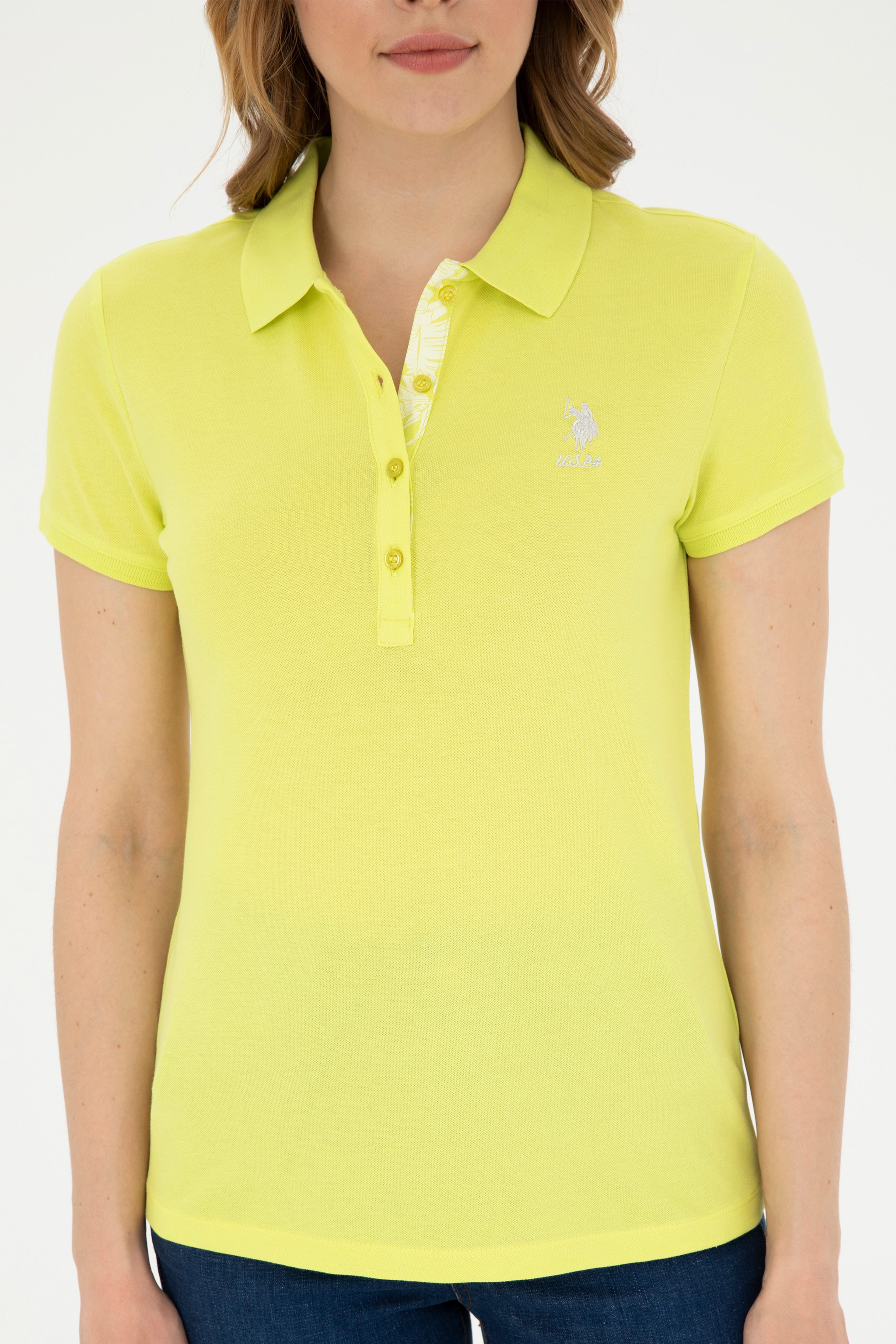 Kadın Fıstık Yeşili Basic Polo Yaka Tişört - Image 6
