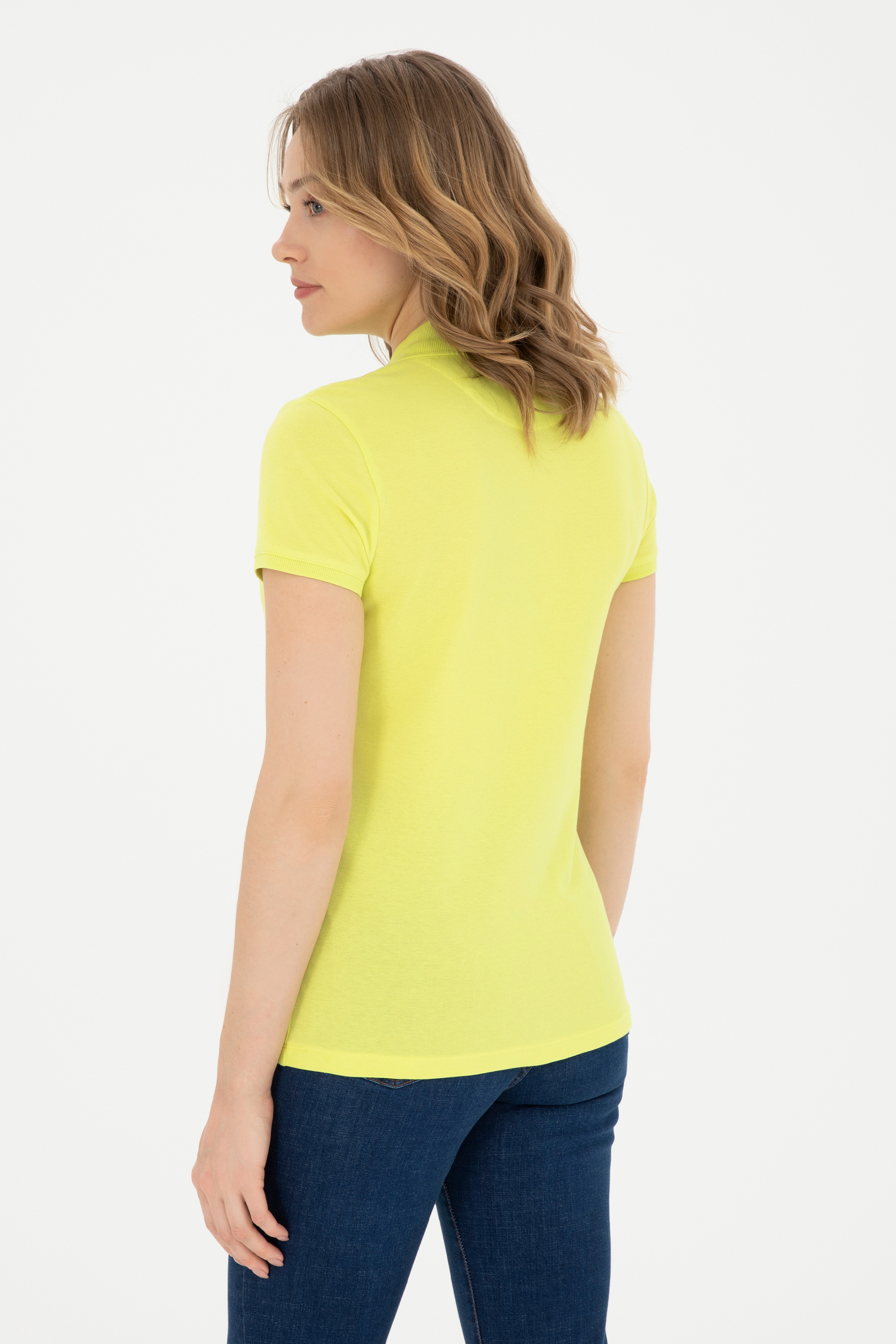 Kadın Fıstık Yeşili Basic Polo Yaka Tişört