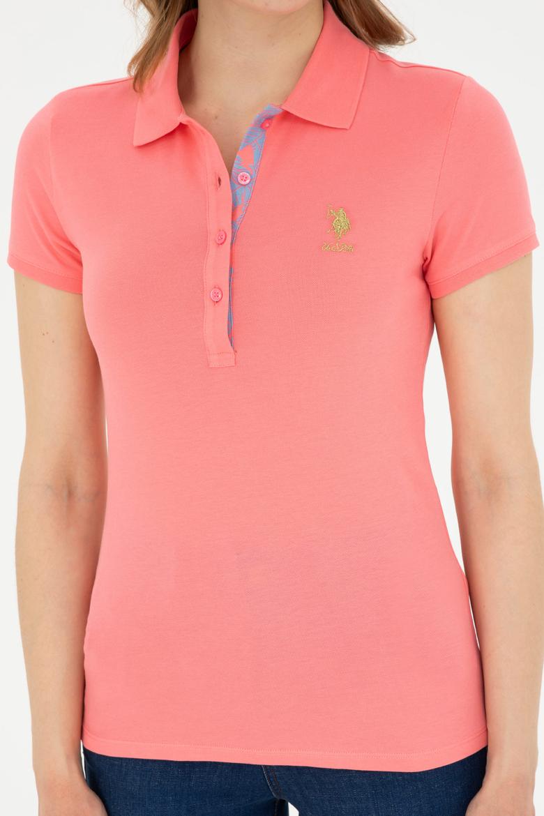 Kadın Neon Pembe Basic Polo Yaka Tişört - 50280065112