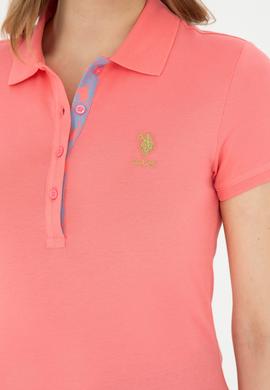 Kadın Neon Pembe Basic Polo Yaka Tişört - 50280065112
