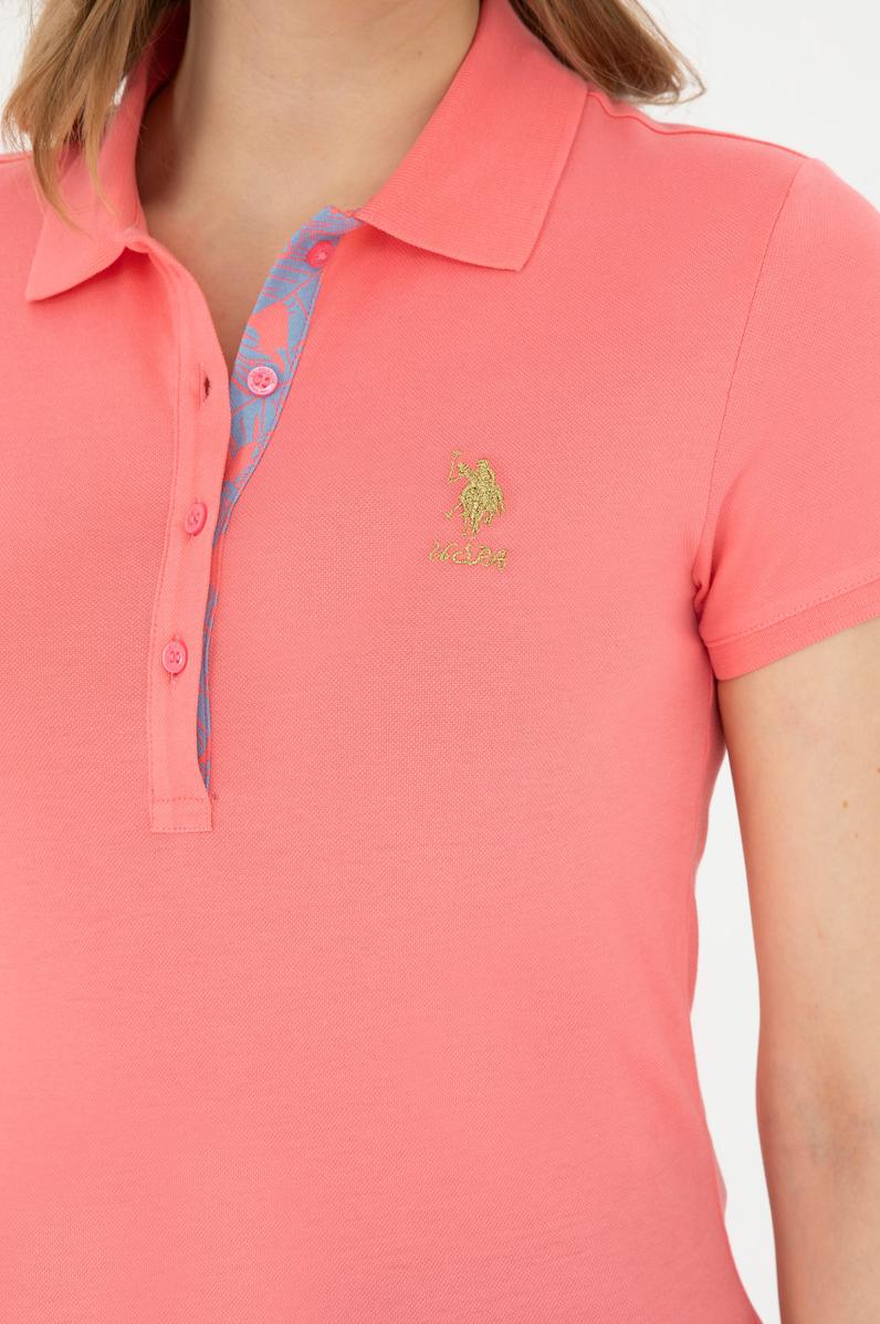 Kadın Neon Pembe Basic Polo Yaka Tişört
