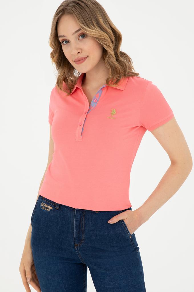 Kadın Neon Pembe Basic Polo Yaka Tişört