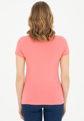 Kadın Neon Pembe Basic Polo Yaka Tişört - 50280065112