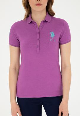 Kadın Mor Basic Polo Yaka Tişört - 50280066105