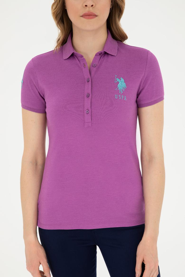 Kadın Mor Basic Polo Yaka Tişört - 50280066105