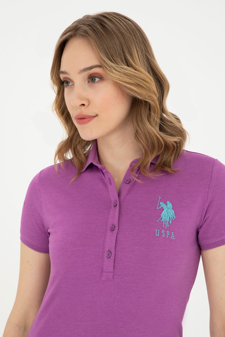 Kadın Mor Basic Polo Yaka Tişört - 50280066104