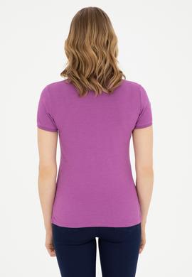 Kadın Mor Basic Polo Yaka Tişört - 50280066104