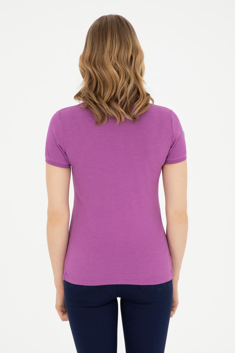 Kadın Mor Basic Polo Yaka Tişört - 50280066104