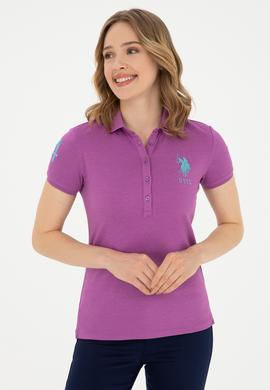 Kadın Mor Basic Polo Yaka Tişört - 50280066104