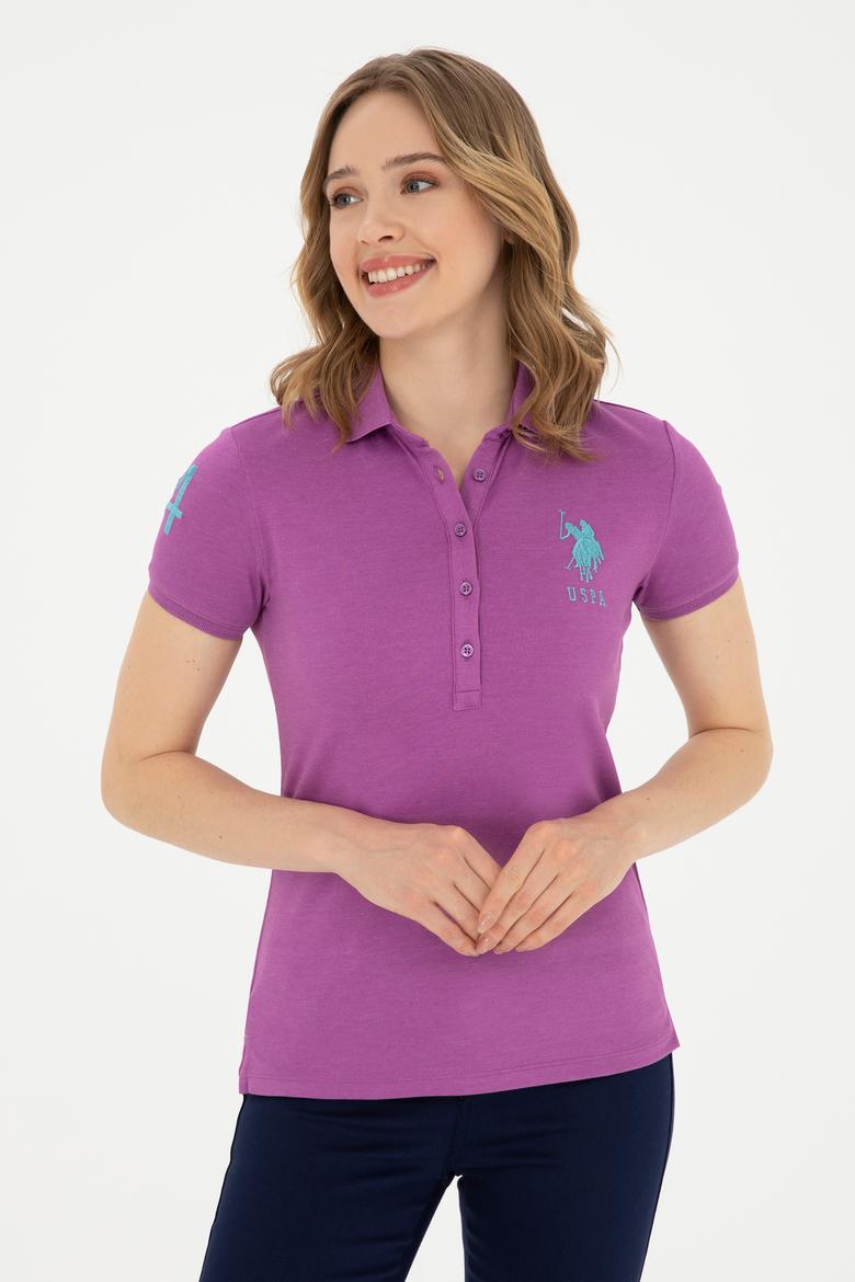 Kadın Mor Basic Polo Yaka Tişört - 50280066104