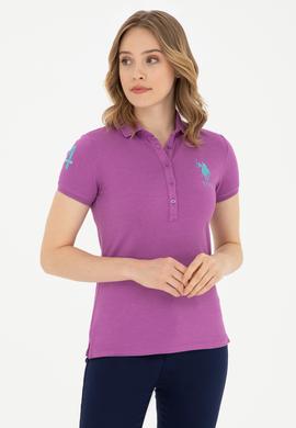 Kadın Mor Basic Polo Yaka Tişört - 50280066104