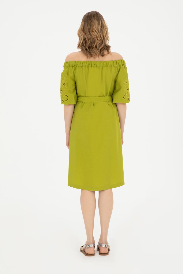 Kadın Fıstık Yeşili Dokuma Elbise - 50280552022
