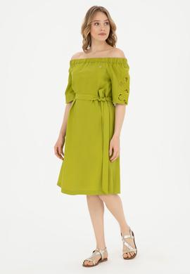 Kadın Fıstık Yeşili Dokuma Elbise - 50280552022