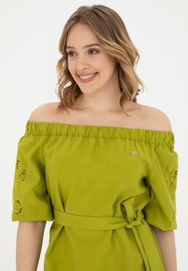 Kadın Fıstık Yeşili Dokuma Elbise - 50280552022