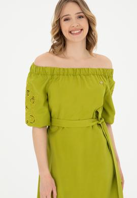 Kadın Fıstık Yeşili Dokuma Elbise - 50280552022