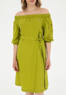 Kadın Fıstık Yeşili Dokuma Elbise - 50280552022