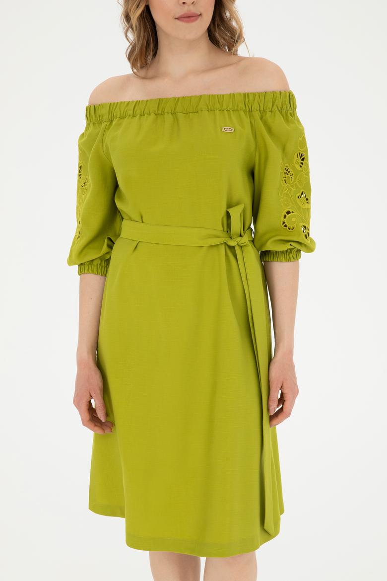 Kadın Fıstık Yeşili Dokuma Elbise - 50280552022