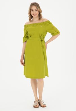 Kadın Fıstık Yeşili Dokuma Elbise - 50280552022